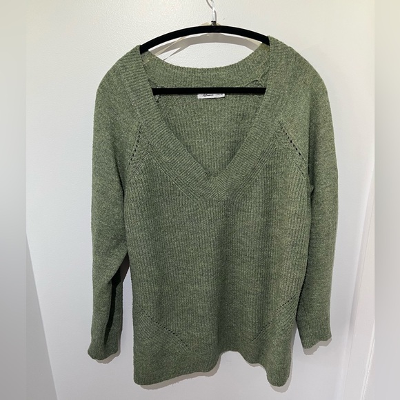 VGUC 2X Reitmans Sage Green Knitted V-Neck Pullover - Picture 4 of 9